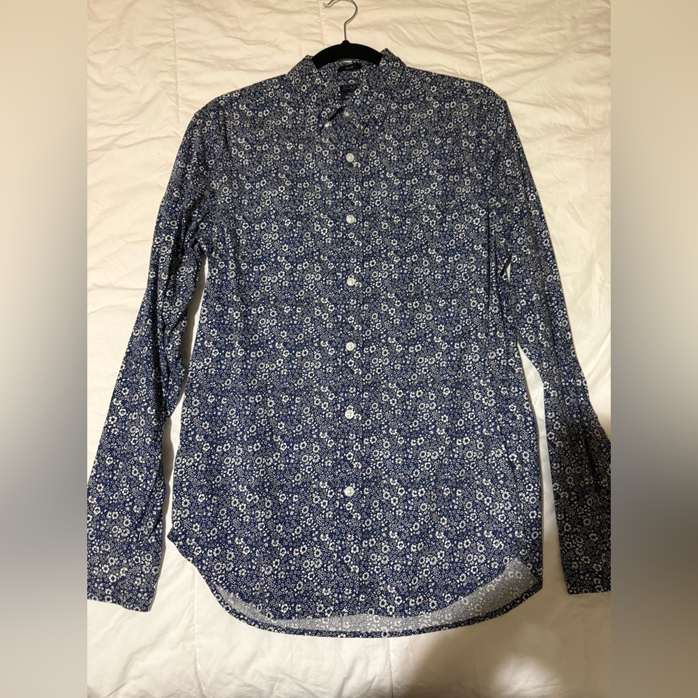 J. Crew Navy Floral Button Down Shirt
